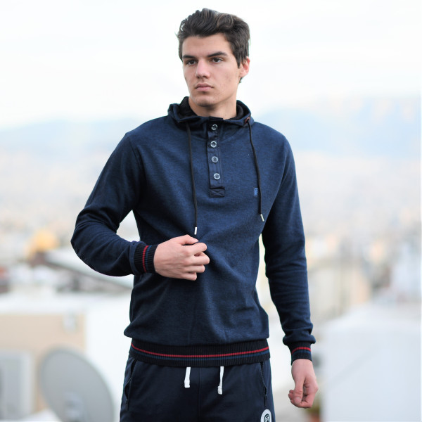 MEN'S SWEATHIRT HOODIED MOHICANS 309.BLUE