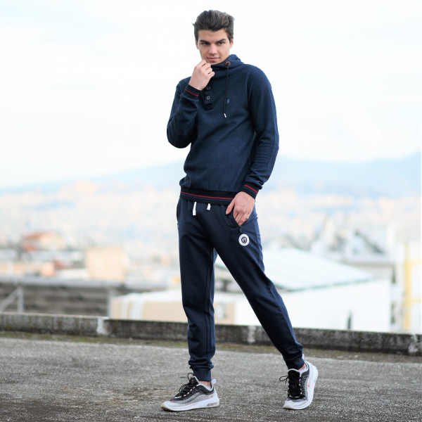 MEN'S SWEATHIRT HOODIED MOHICANS 309.BLUE