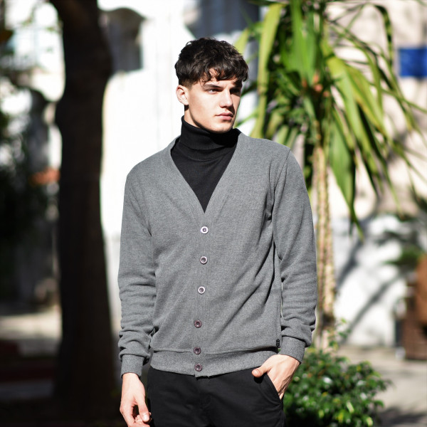 MEN'S CARDIGAN BUTTON CLASSIC MOHICANS 312 GRAY