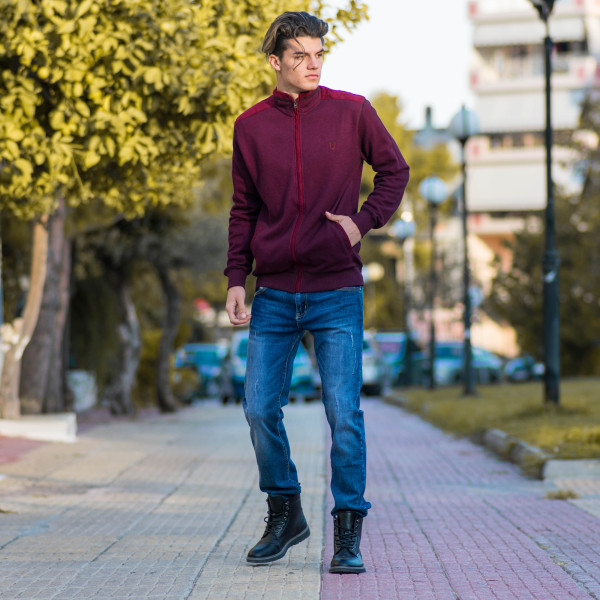 MEN'S ZIPPER CARDIGAN MOHICANS 313 BORDO