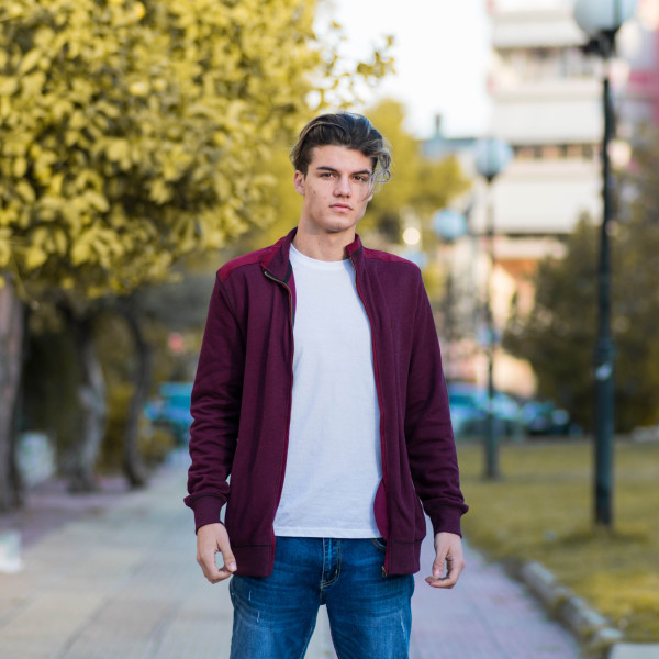 MEN'S ZIPPER CARDIGAN MOHICANS 313 BORDO