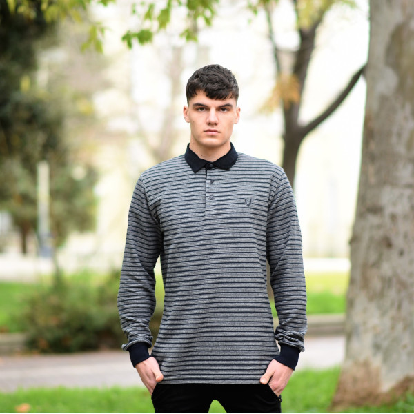 MEN  POLO BLOUSE WITH STRIPED MOHICANS 318 GRΑΥ