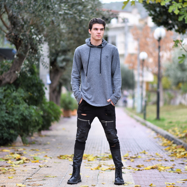 MEN'S SWEATSHIRT HOODIED MOHICANS 319.GRAY