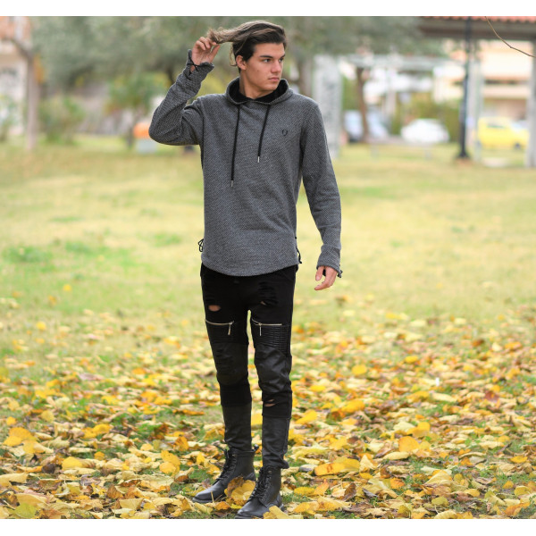 MEN'S SWEATSHIRT HOODIED MOHICANS 319.GRAY