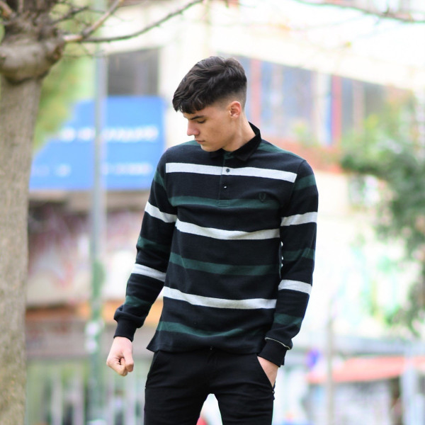 MEN POLO BLOUSE WITH STRIPED MOHICANS 325 CYPRESS