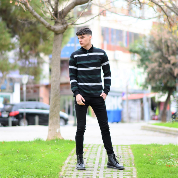 MEN POLO BLOUSE WITH STRIPED MOHICANS 325 CYPRESS