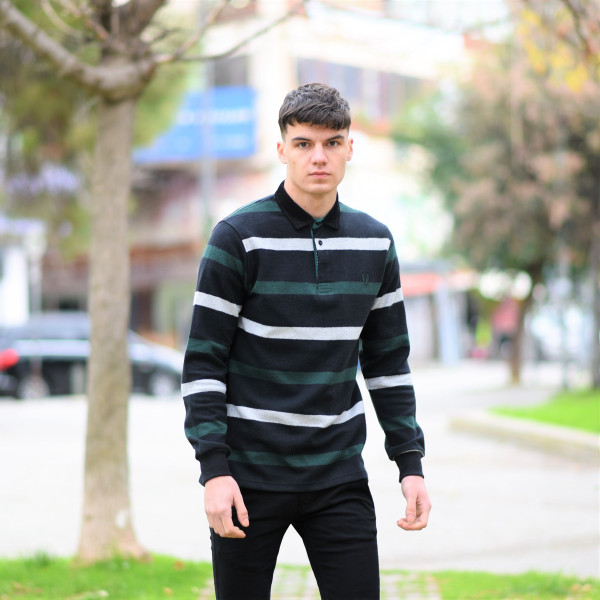 MEN POLO BLOUSE WITH STRIPED MOHICANS 325 CYPRESS