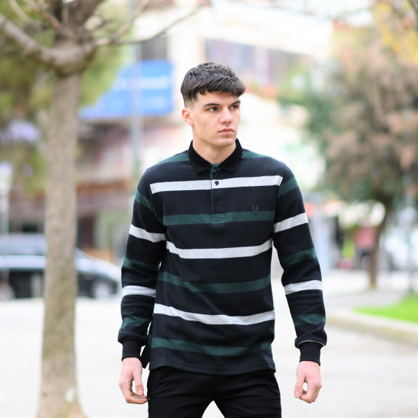 MEN POLO BLOUSE WITH STRIPED MOHICANS 325 CYPRESS