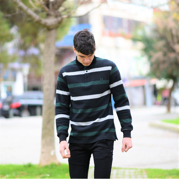 MEN POLO BLOUSE WITH STRIPED MOHICANS 325 CYPRESS