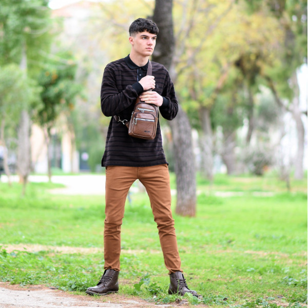 ΑΝΔΡΙΚΗ POLO SHIRT ΡΙΓΕΣ MOHICANS 326 ΚΑΦΕ