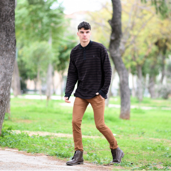 ΑΝΔΡΙΚΗ POLO SHIRT ΡΙΓΕΣ MOHICANS 326 ΚΑΦΕ