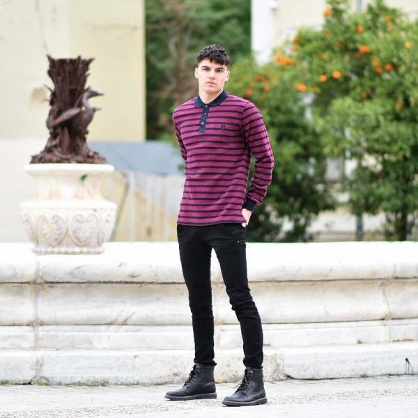 ΑΝΔΡΙΚΗ POLO SHIRT ΡΙΓΕΣ MOHICANS 326 ΜΠΟΡΝΤΟ