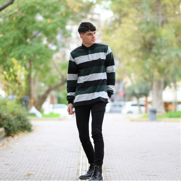 MEN POLO BLOUSE WITH STRIPED MOHICANS 327 CYPRESS