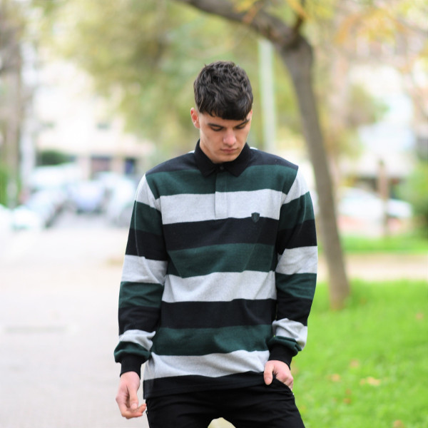 MEN POLO BLOUSE WITH STRIPED MOHICANS 327 CYPRESS