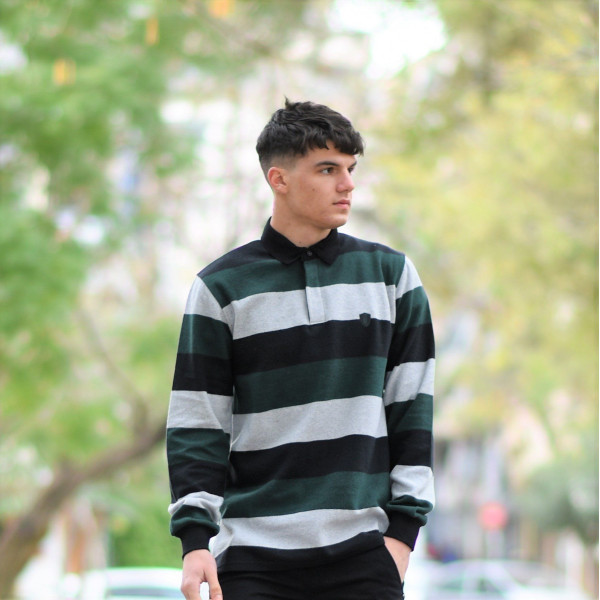 MEN POLO BLOUSE WITH STRIPED MOHICANS 327 CYPRESS