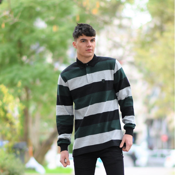 MEN POLO BLOUSE WITH STRIPED MOHICANS 327 CYPRESS