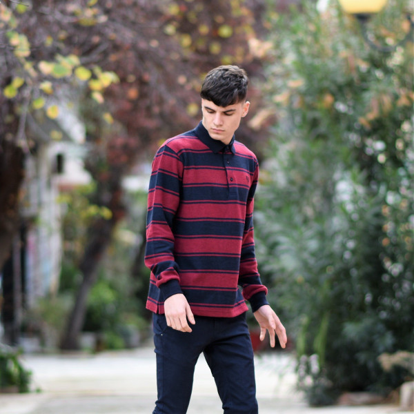 MEN POLO BLOUSE WITH STRIPED MOHICANS 328 BORDO