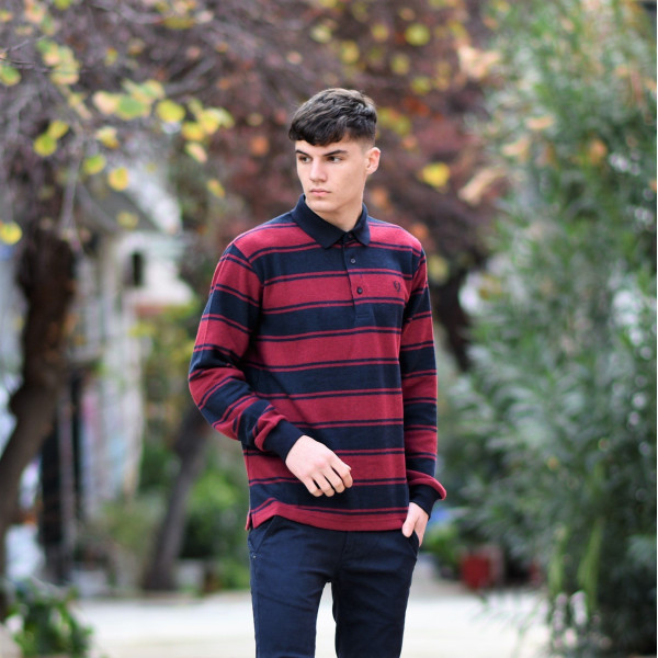 MEN POLO BLOUSE WITH STRIPED MOHICANS 328 BORDO