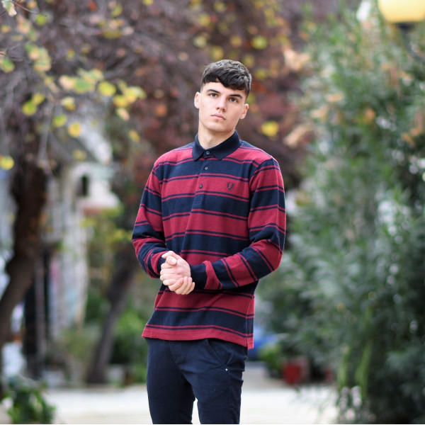 MEN POLO BLOUSE WITH STRIPED MOHICANS 328 BORDO