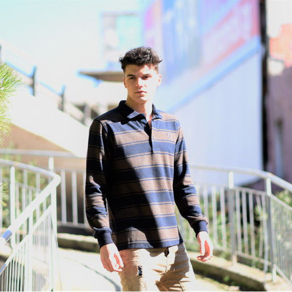 MEN POLO BLOUSE WITH STRIPED MOHICANS 328 BROWN