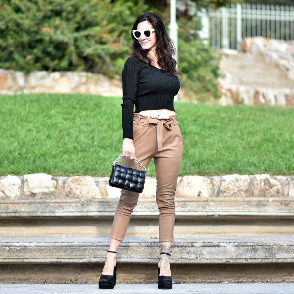 TROUSERS HIGH WAIST  LEATHER MOHICANS 3283 BEIGE