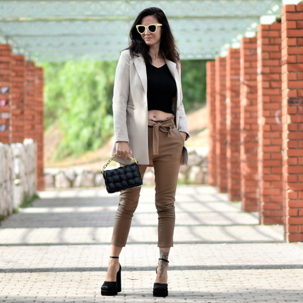 TROUSERS HIGH WAIST  LEATHER MOHICANS 3283 BEIGE