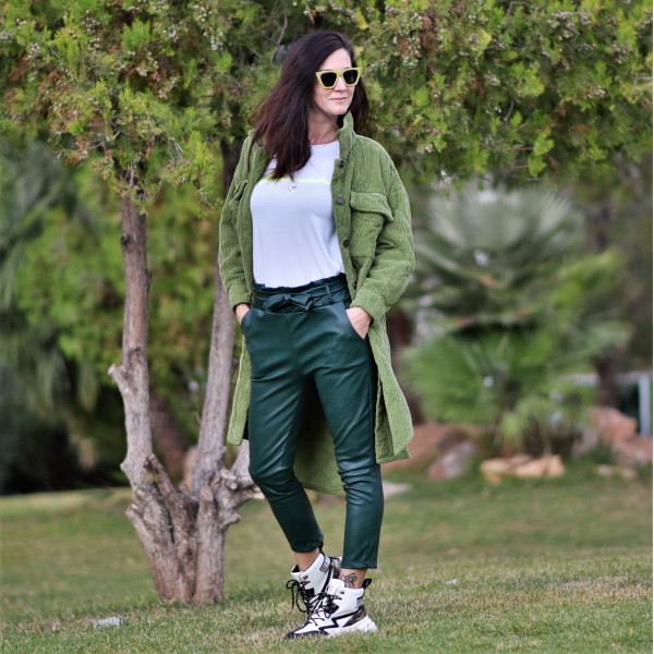 TROUSERS HIGH WAIST  LEATHER MOHICANS 3283 KHAKI