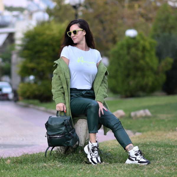 TROUSERS HIGH WAIST  LEATHER MOHICANS 3283 KHAKI