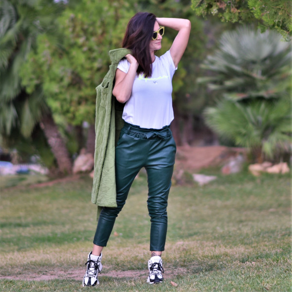 TROUSERS HIGH WAIST  LEATHER MOHICANS 3283 KHAKI