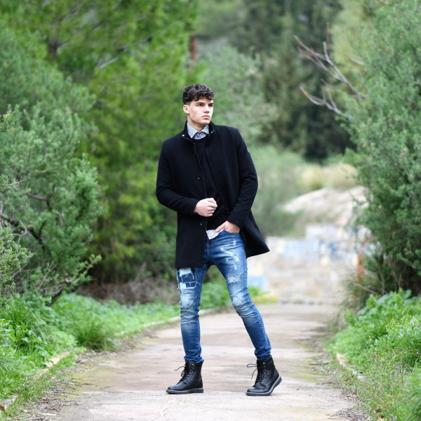 MEN'S KNITTING NECK COTTON MOHICANS 351 BLACK