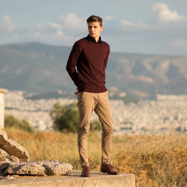 MEN'S KNITTING NECK COTTON MOHICANS 351 BORDO