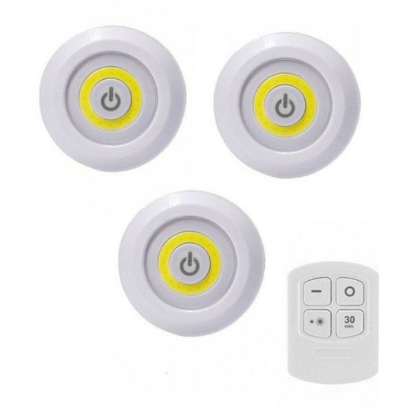 LED COB Φωτιστικά Σποτάκια για Εσωτερικούς Χώρους με Μπαταρία και Τηλεχειριστήριο Λευκά