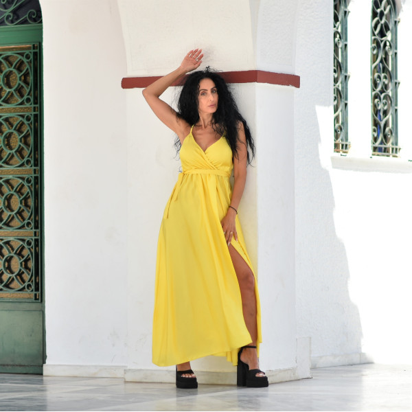 ΓΥΝΑΙΚΕΙΟ ΦΟΡΕΜΑ ΦΑΚΕΛΟΣ ΜΑΚΡΥ ΣΑΤΕΝ  MOHICANS 3705 ΚΙΤΡΙΝΟ