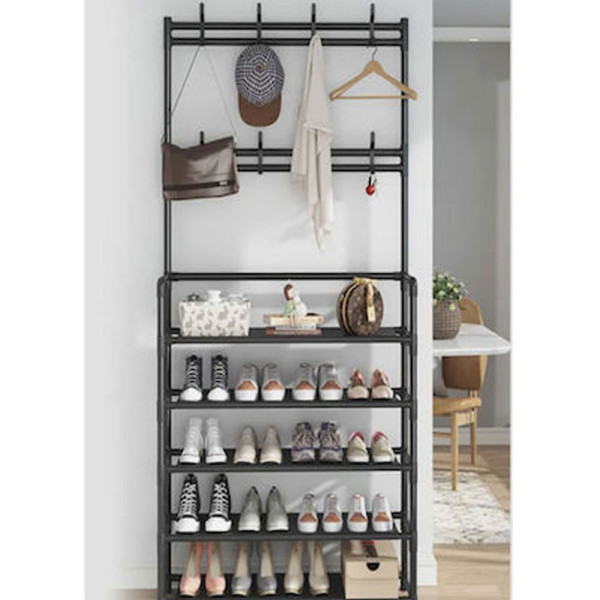 Έπιπλο Εισόδου με Κρεμάστρα και Παπουτσοθήκη 5 Επιπέδων 170x80x26cm 0098 Μαύρο