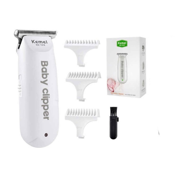 Επαναφορτιζόμενη Κουρευτική Μηχανή για Μωρά με 3 Ανταλλακτικές Κεφαλές Kemei KM-1319 Λευκή