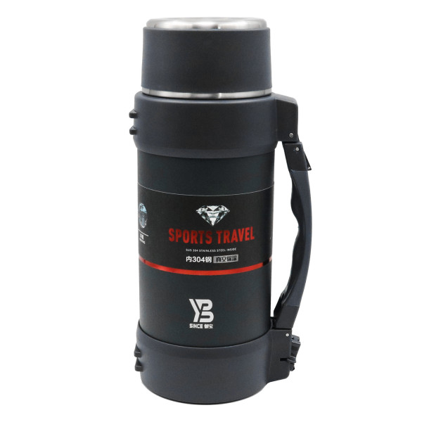 Μπουκάλι Θερμός με Ποτήρι και Ενσωματωμένο Ιμάντα Μεταφοράς 1.6lt JB-4050 Μαύρο