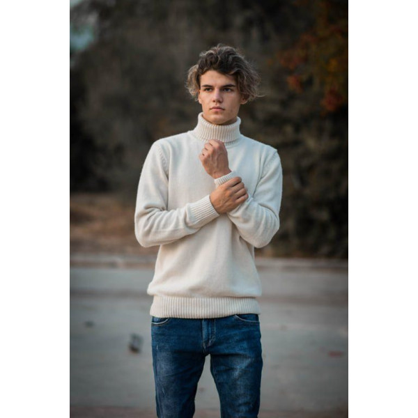 MENS KNITTING POLO NECK MOHICANS 4428 BEIGE