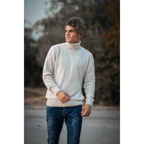 MENS KNITTING POLO NECK MOHICANS 4428 BEIGE