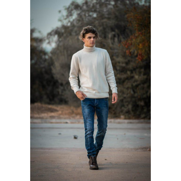 MENS KNITTING POLO NECK MOHICANS 4428 BEIGE