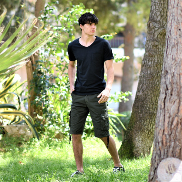 ΑΝΔΡΙΚΟ T-SHIRT ΚΟΝΤΟ ΜΑΝΙΚΙ MOHICANS 453.ΜΑΥΡΟ