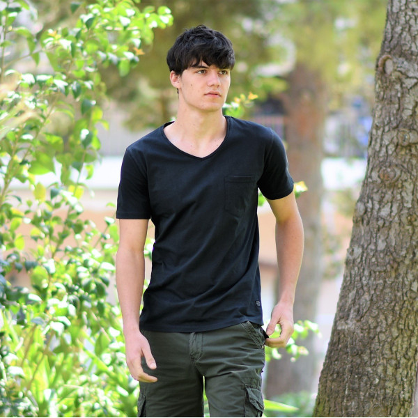 ΑΝΔΡΙΚΟ T-SHIRT ΚΟΝΤΟ ΜΑΝΙΚΙ MOHICANS 453.ΜΑΥΡΟ