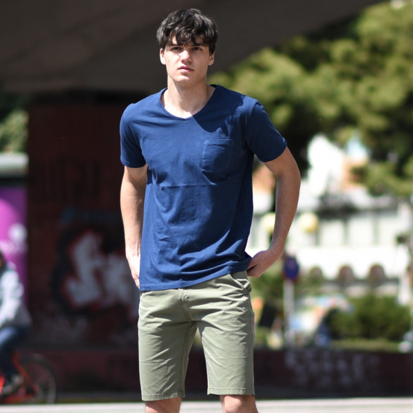 ΑΝΔΡΙΚΟ T-SHIRT ΚΟΝΤΟ ΜΑΝΙΚΙ MOHICANS 453.ΜΠΛΕ