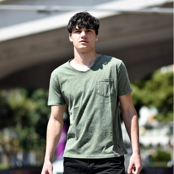 ΑΝΔΡΙΚΟ T-SHIRT ΚΟΝΤΟ ΜΑΝΙΚΙ MOHICANS 453.ΧΑΚΙ