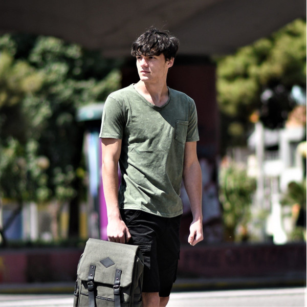 ΑΝΔΡΙΚΟ T-SHIRT ΚΟΝΤΟ ΜΑΝΙΚΙ MOHICANS 453.ΧΑΚΙ