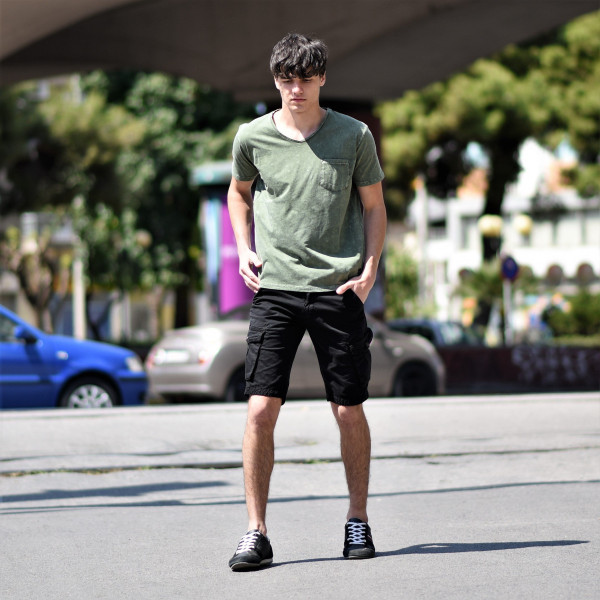 ΑΝΔΡΙΚΟ T-SHIRT ΚΟΝΤΟ ΜΑΝΙΚΙ MOHICANS 453.ΧΑΚΙ