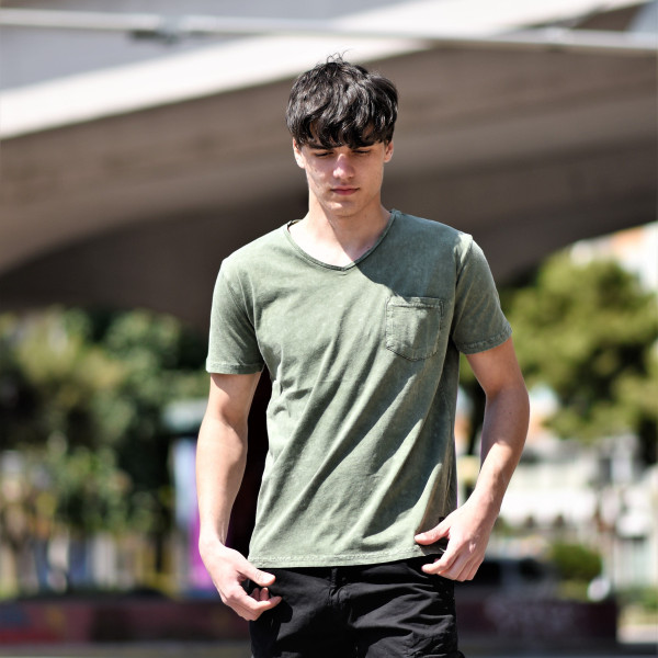 ΑΝΔΡΙΚΟ T-SHIRT ΚΟΝΤΟ ΜΑΝΙΚΙ MOHICANS 453.ΧΑΚΙ