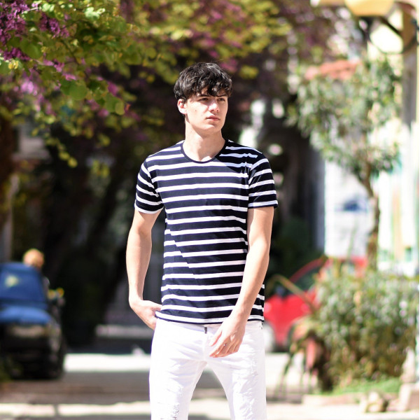 ΑΝΔΡΙΚΗ ΜΠΛΟΥΖΑ T-SHIRT ΛΑΙΜΟΣ ΜARINE MOHICANS 458.BLUE