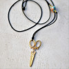 MEN'S HANDMADE NECKLACE WITH SCISSORS MOHICANS 5003.BLACK