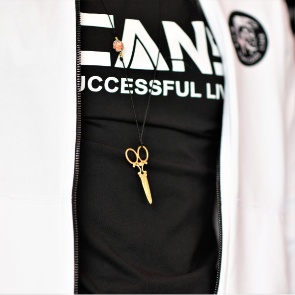 MEN'S HANDMADE NECKLACE WITH SCISSORS MOHICANS 5003.BLACK