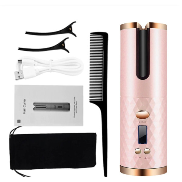Rechargeable Hair Iron For Curls With Led Screen – Cordless Automatic Curler 501-6 Gold
